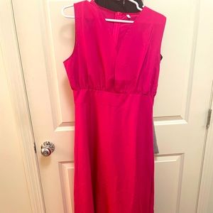 Hot pink v-neck knee length dress